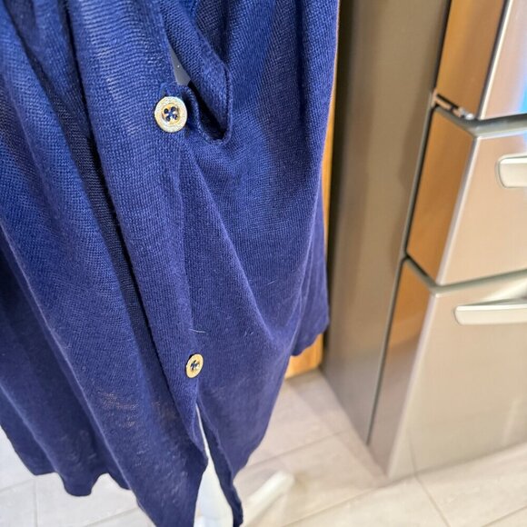 Lilly Pulitzer Myra Cardigan L/XL True Navy 100% Linen NWT - Picture 3 of 8